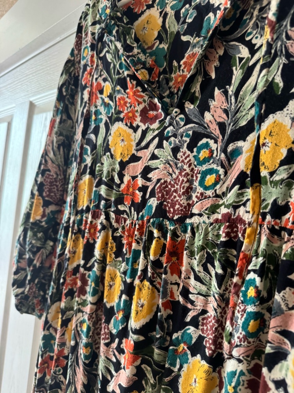 NATURAL LIFE Black Floral Maxi Dress with Yellow and Orange Blooms - Picture 4 of 5